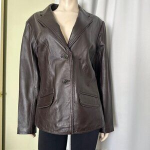 Jaclyn Smith - Genuine Leather Dark Brown Woman’s Classic Blazer Jacket Sz 16